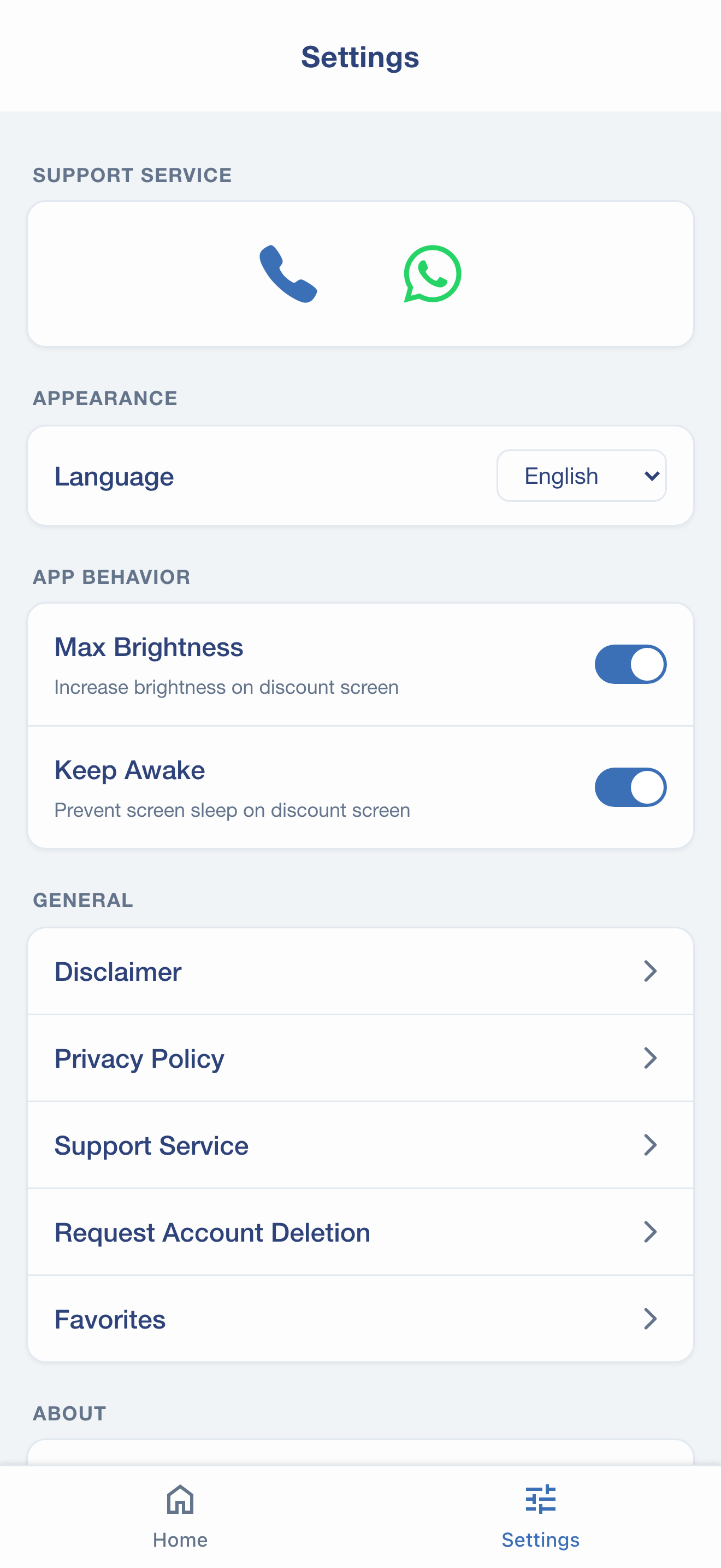 Settings Screen